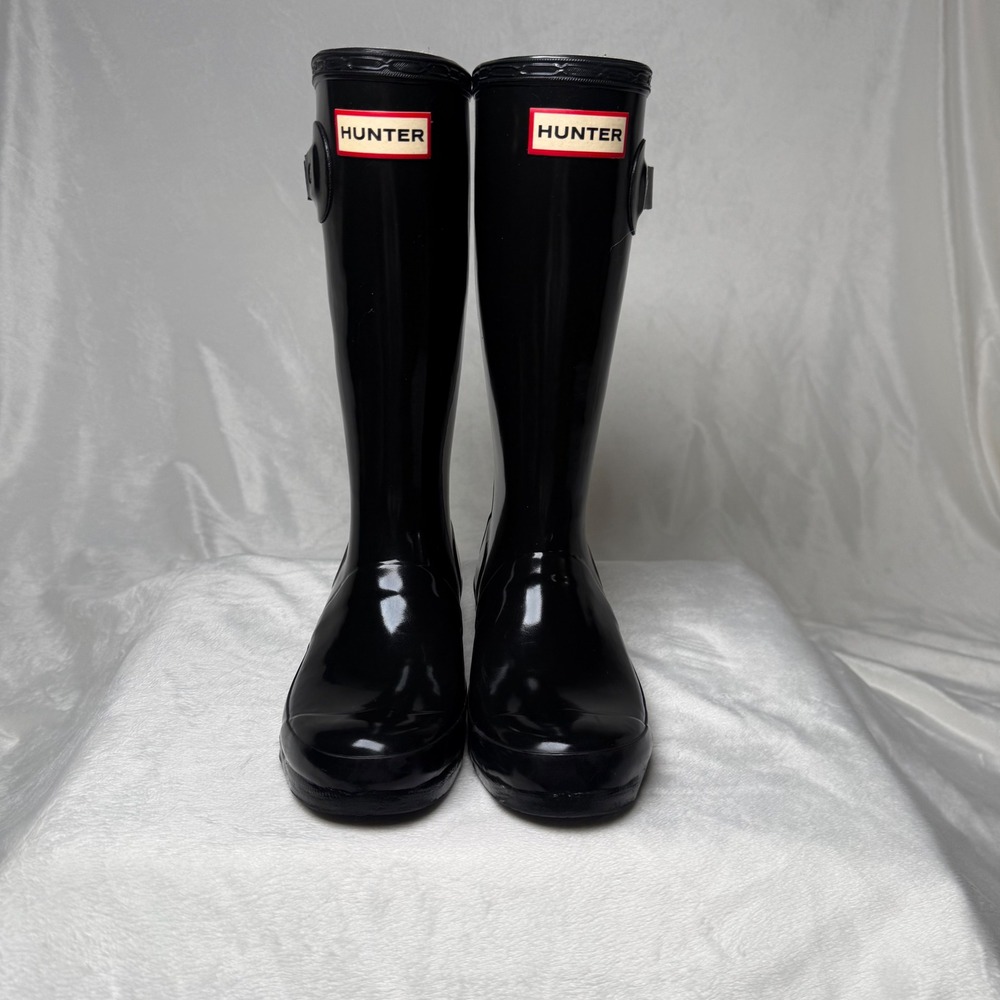 Hunter Original Kids Gloss Black Rain Boots W23991 Size US 2M 3F EU 33